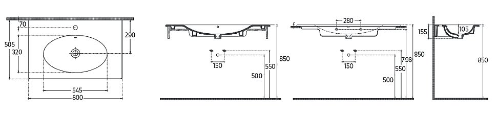 Раковина ISVEA SistemaX Clear 80 10SX50080SV белая купить в интернет-магазине Sanbest
