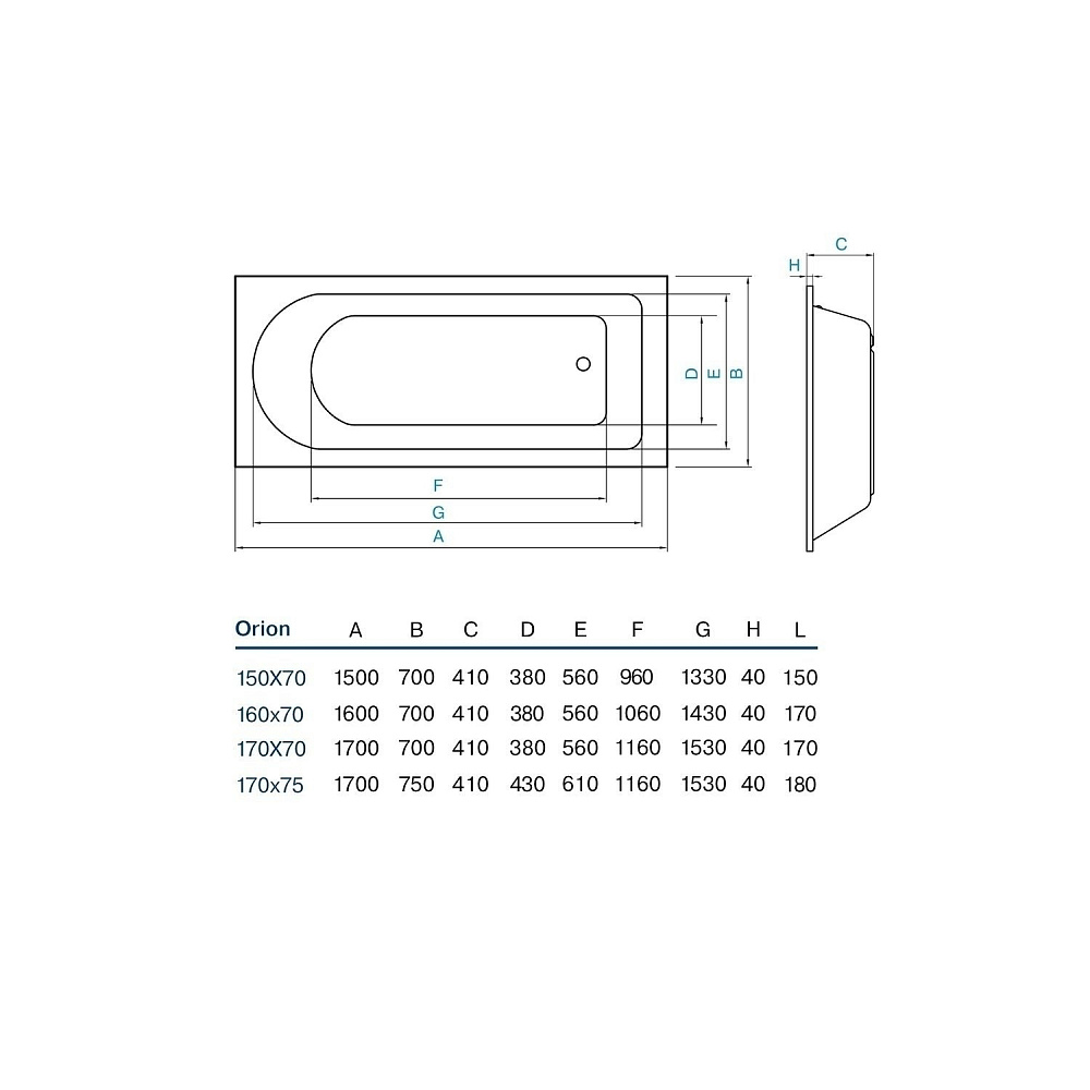 Ванна акриловая Koller Pool Orion 150x70 купить в интернет-магазине Sanbest