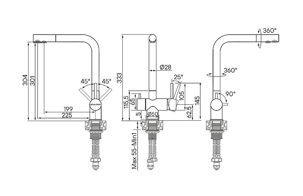 Смеситель для кухни Paulmark Skalen Sk213020-BG купить в интернет-магазине сантехники Sanbest