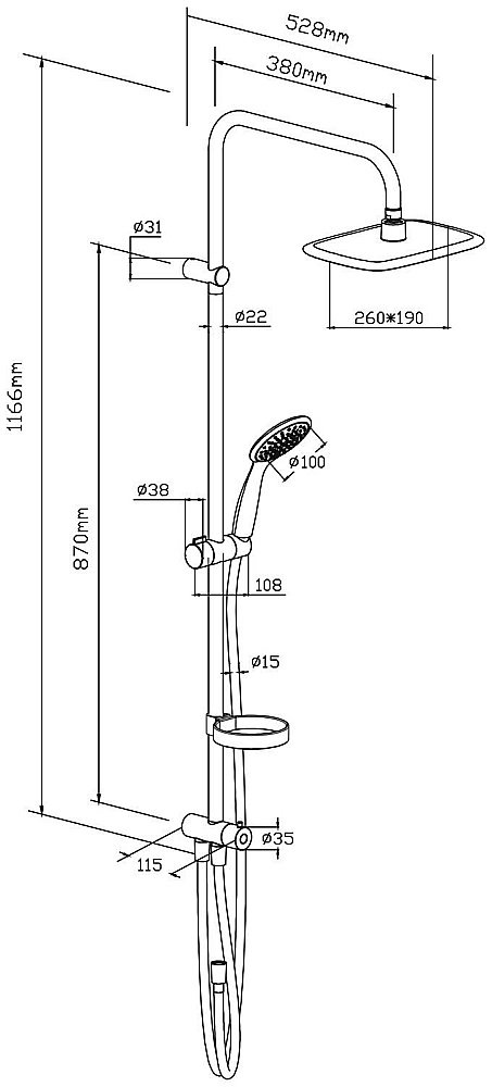 Душевая система RedBlu by Damixa Palace Evo 974200063 купить в интернет-магазине сантехники Sanbest