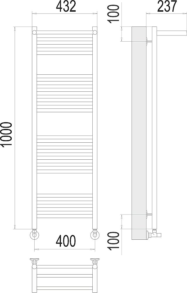 Полотенцесушитель водяной с полочкой Terminus Аврора П20 400х1000 купить в интернет-магазине сантехники Sanbest