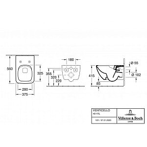 Унитаз подвесной Villeroy&Boch Venticello 4611R001 купить в интернет-магазине Sanbest