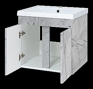 Тумба с раковиной Misty Торос - 60 П-Тор0060-011 серый мрамор для ванной в интернет-магазине Sanbest