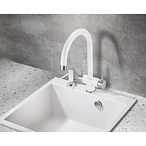 Смеситель для кухни Milacio Ultra MCU.554.WH белый/хром купить в интернет-магазине сантехники Sanbest