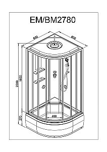 Душевая кабина DTO EM2780NGM 80х80 без крыши с гидромассажем купить в интернет-магазине Sanbest