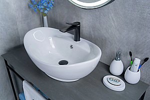 Раковина накладная Gid Lago 59 N9018 51107 белая купить в интернет-магазине Sanbest