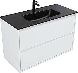 Тумба с раковиной Aquanet Милан 336370/329257 100 белый глянец для ванной в интернет-магазине Sanbest