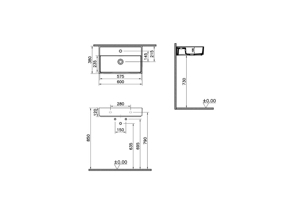 Раковина полуврезная Vitra ArchiPlan 7401B003-0001 купить в интернет-магазине Sanbest