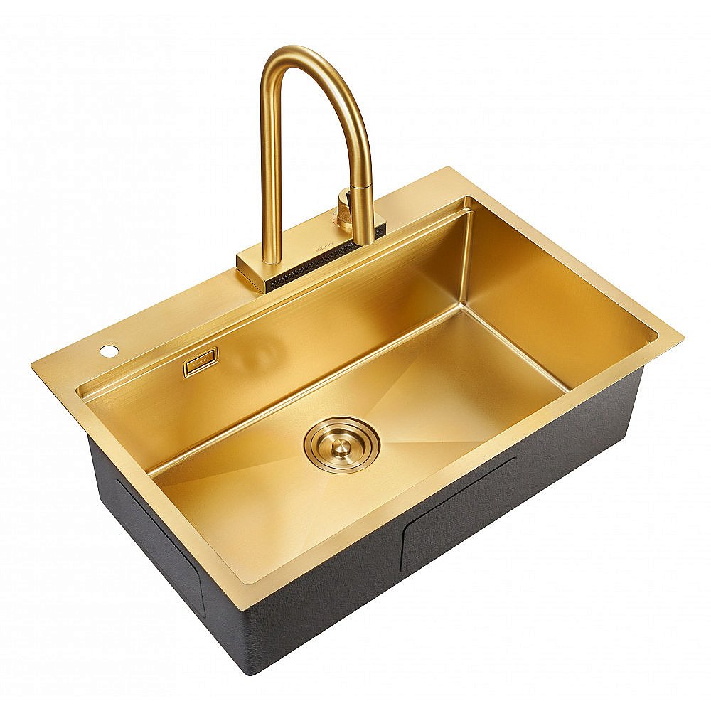 Мойка кухонная Milacio Denia 75 Steel MC.77428 золото купить в интернет-магазине сантехники Sanbest