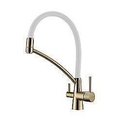Смеситель для кухни Paulmark Sigen Si213111-BrW Бронза, Белый купить в интернет-магазине сантехники Sanbest