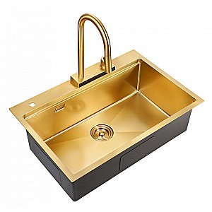 Мойка кухонная Milacio Denia 75 Steel MC.77428 золото купить в интернет-магазине сантехники Sanbest