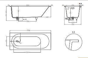 Ванна Salini Ornella Axis S-Stone 170х75 103523M белая матовая купить в интернет-магазине Sanbest