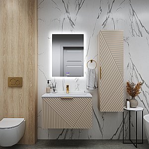 Тумба с раковиной подвесная Grossman БЛИСС 80 с 1 ящ, бежевая матовая для ванной в интернет-магазине Sanbest