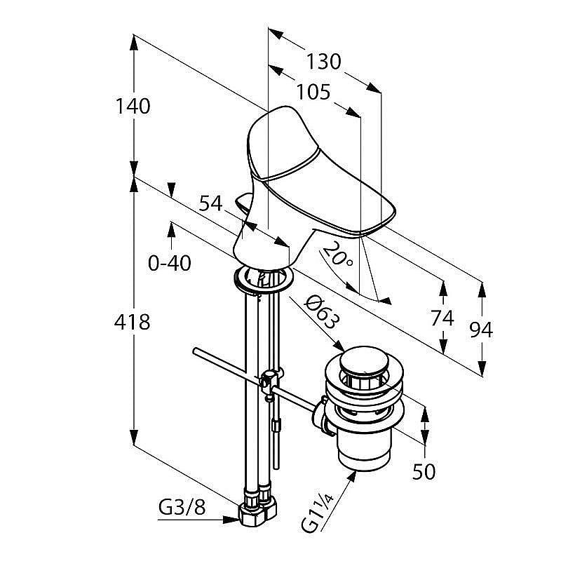 Смеситель для раковины Kludi Ambienta 530290575 купить в интернет-магазине сантехники Sanbest
