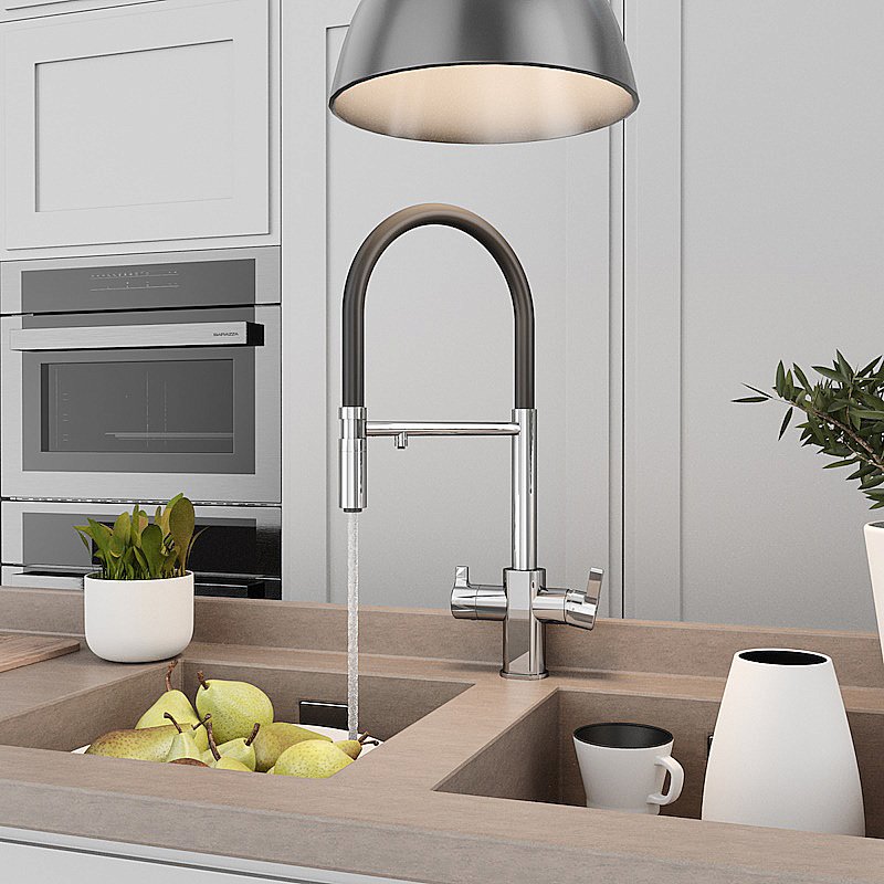 Смеситель для кухни Elghansa 56F5511 хром/черный купить в интернет-магазине сантехники Sanbest