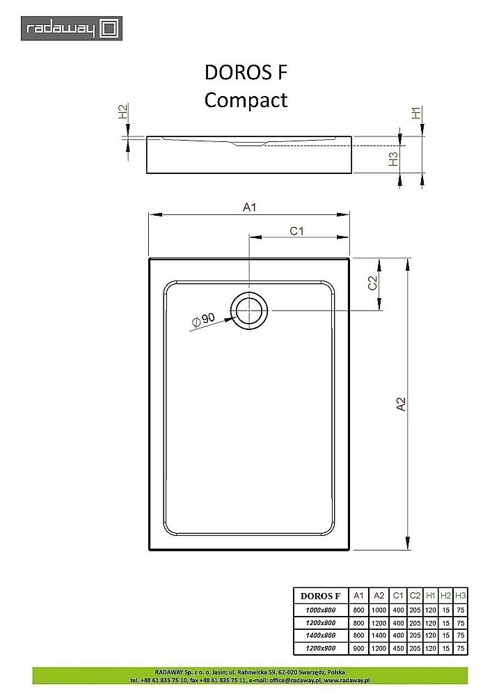 Душевой поддон Radaway Doros F Compact SDRFP1080-05 100x80 белый купить в интернет-магазине Sanbest