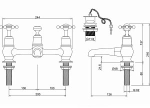 Смеситель для раковины Burlington Bridge BI10-QT хром/ручки белые купить в интернет-магазине сантехники Sanbest