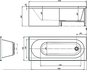 Акриловая ванна Alex Baitler Модерн 170х70 белая купить в интернет-магазине Sanbest