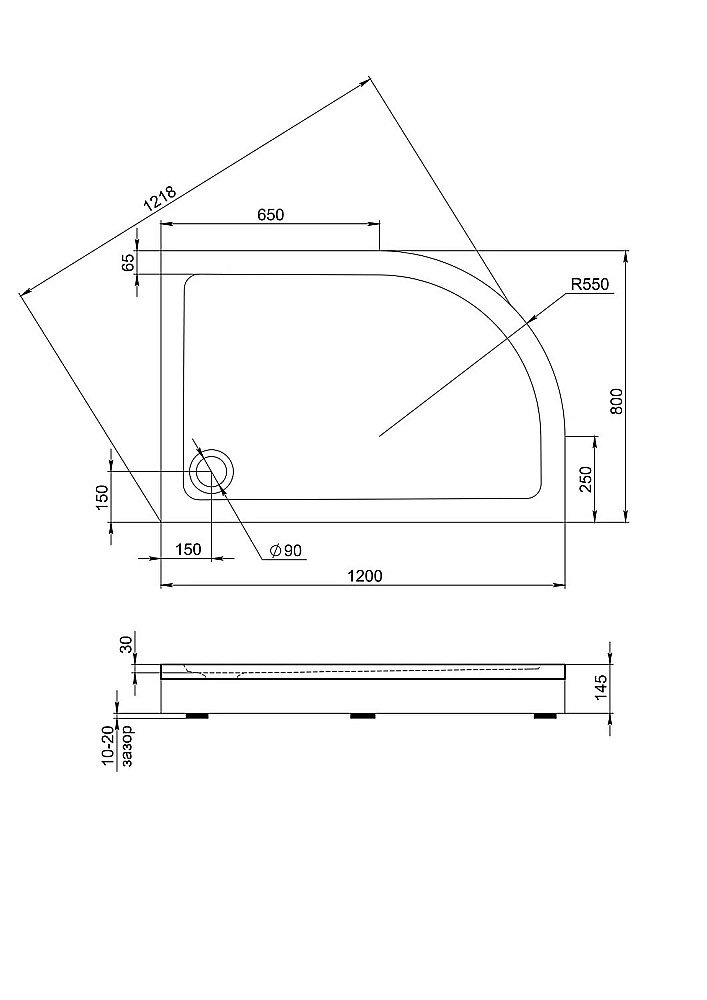 Душевой поддон Good Door Раунд 120x80 правый белый купить в интернет-магазине Sanbest