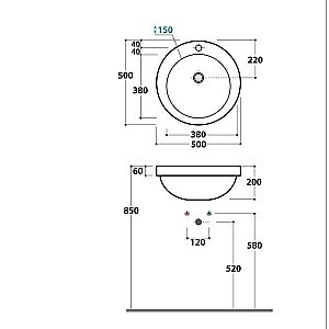 Раковина встраиваемая Globo Lavabi d'arredamento 50 SAP50.BI*1 белая купить в интернет-магазине Sanbest