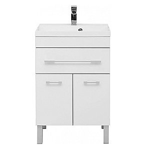 Тумба с раковиной Aquanet Верона 58/Aquanet Нота-58 напольная ящик и дверцы белая глянцевая для ванной в интернет-магазине Sanbest
