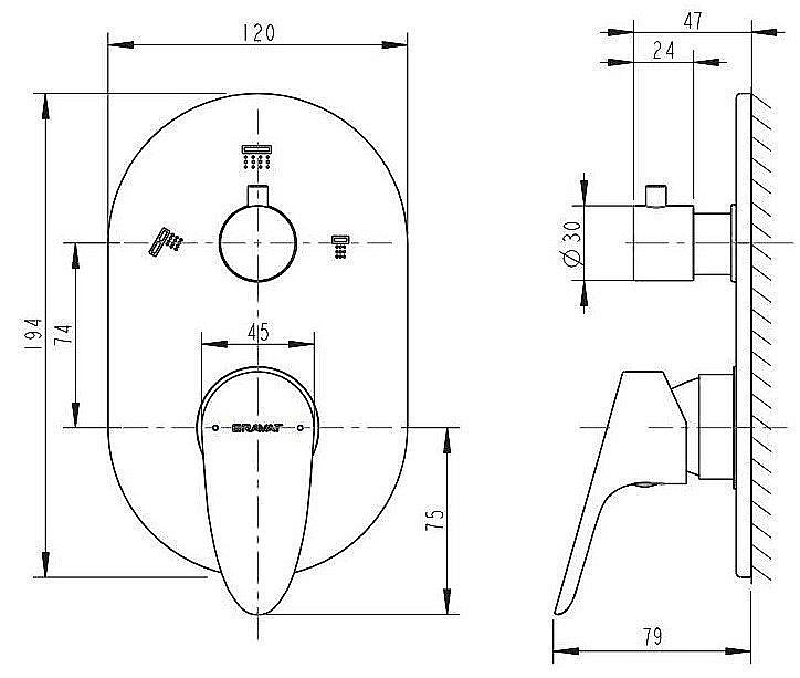 Смеситель для душа Bravat DROP P69190C-RUS купить в интернет-магазине сантехники Sanbest