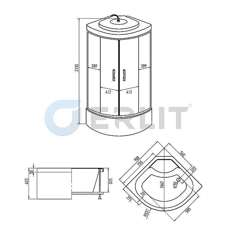 Душевая кабина Erlit Comfrot ER3508TP-C4-RUS тонированное стекло купить в интернет-магазине Sanbest