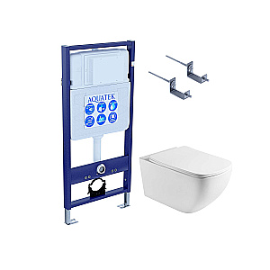 Унитаз подвесной Aquatek МЕДЕЯ AQ1537T-00+INS-0000012+KKI-0000002 белый, безободковый, с крышкой микролифт, слив-торнадо, с инсталляцией, без кнопки купить в интернет-магазине Sanbest