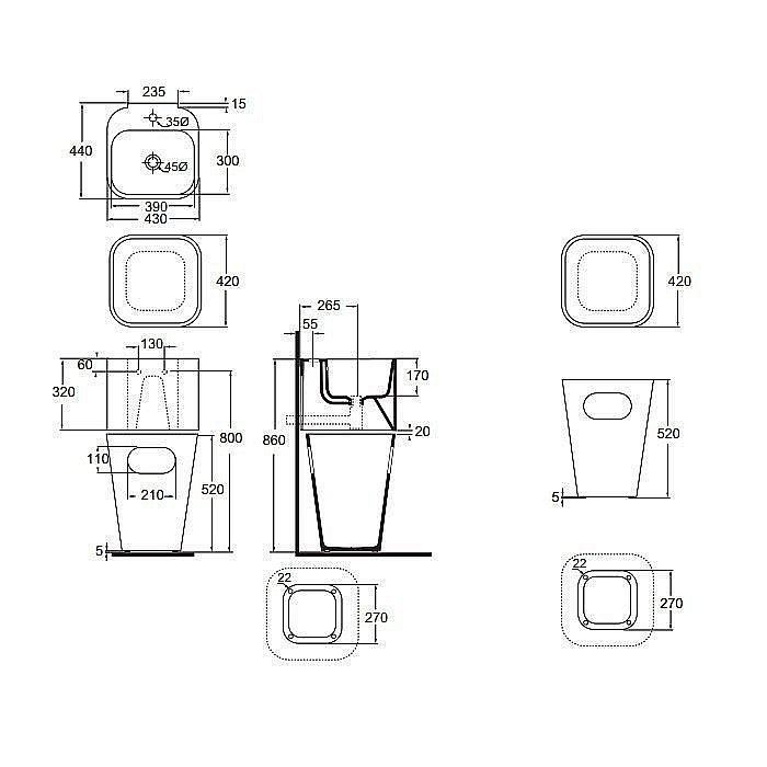 Раковина подвесная Azzurra Tandem 43 ULI200/1 bi*1 белая купить в интернет-магазине Sanbest
