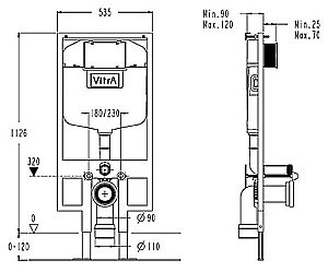 Скрытая система смыва Vitra 740-5800 купить в интернет-магазине сантехники Sanbest