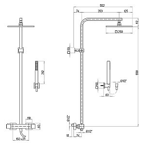 Душевая система PAINI Dax-R 84PZ689TH черная матовая купить в интернет-магазине сантехники Sanbest