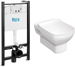 Унитаз подвесной Roca Debba SQUARE 893104970 безободковый, с инсталляцией, с крышкой микролифт купить в интернет-магазине Sanbest