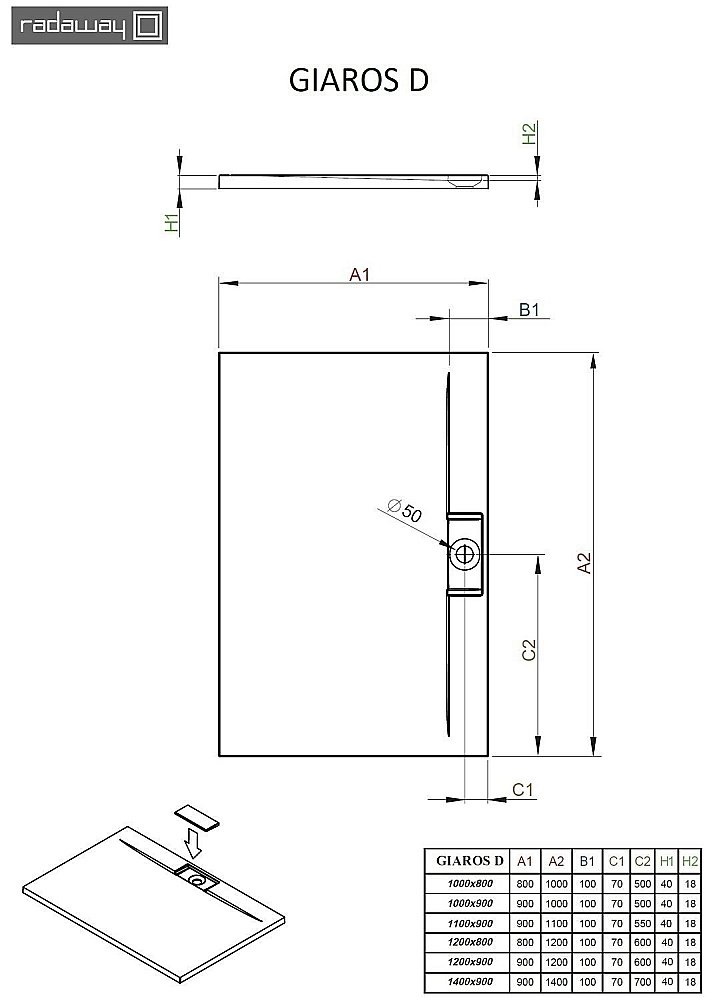 Душевой поддон Radaway Giaros D MKGD1290-03 120x90 белый купить в интернет-магазине Sanbest