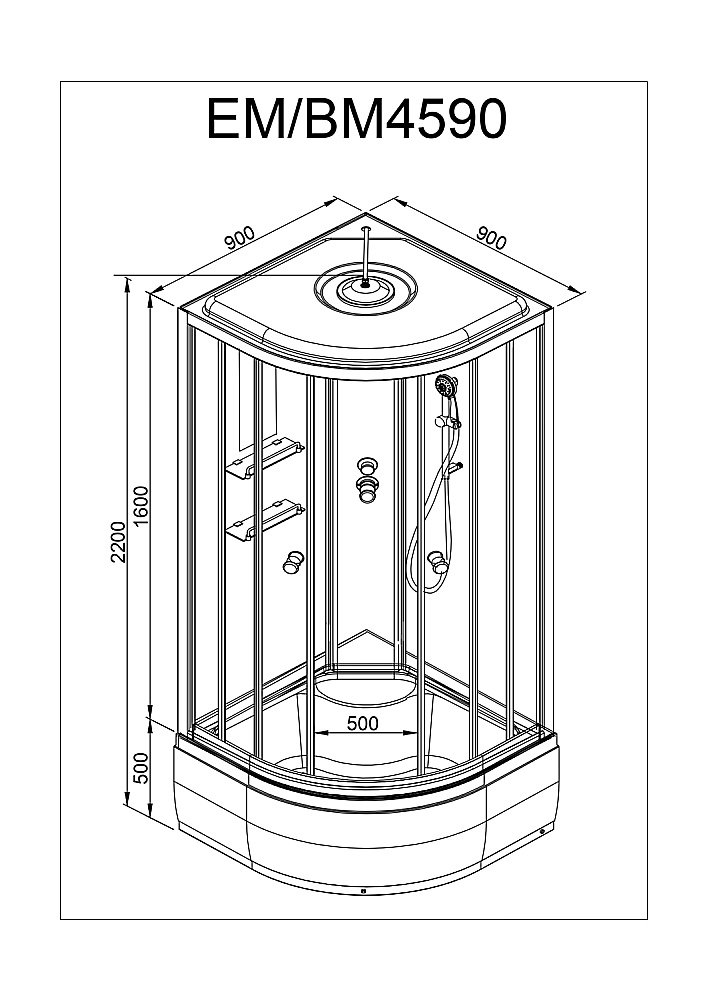 Душевая кабина DTO ЕМ4590 LED 90х90 купить в интернет-магазине Sanbest