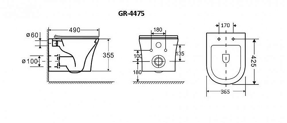 Унитаз подвесной Grossman Style GR-4475S безободковый, с крышкой микролифт, белый купить в интернет-магазине Sanbest