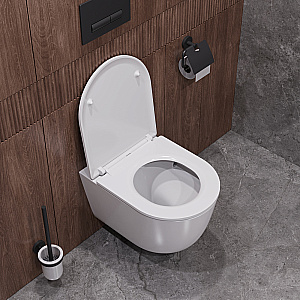 Унитаз подвесной Cezares CZR-38088-49-TH-TOR/SC белый, безободковый, с крышкой микролифт, слив Торнадо купить в интернет-магазине Sanbest