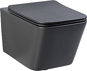 Унитаз подвесной Aquanet Rimless Tavr-W BL-103N-WHT black черный матовый, с крышкой микролифт, безободковый купить в интернет-магазине Sanbest