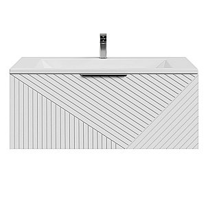 Тумба с раковиной подвесная Grossman БЛИСС 100 с 1 ящ, белая матовая для ванной в интернет-магазине Sanbest