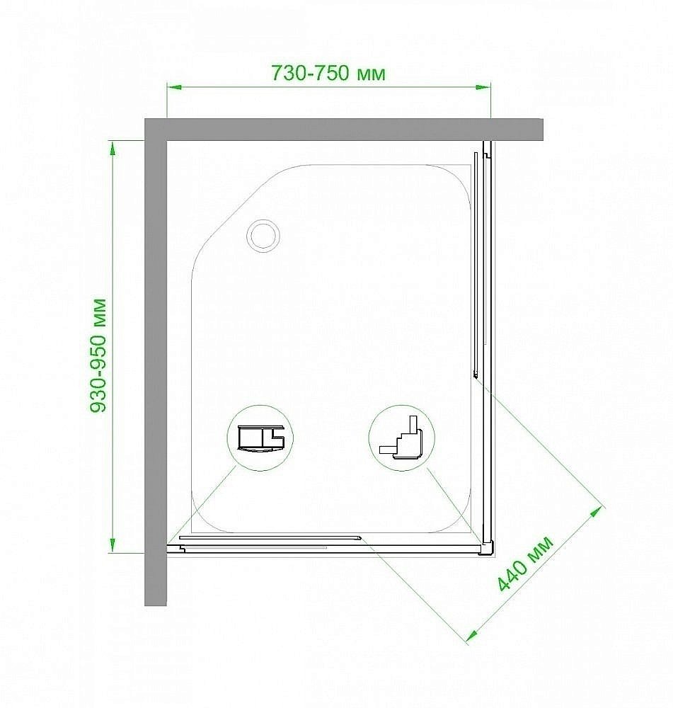 Душевой уголок Royal Bath RB9575HPD-T 75х95 прозрачный купить в интернет-магазине Sanbest