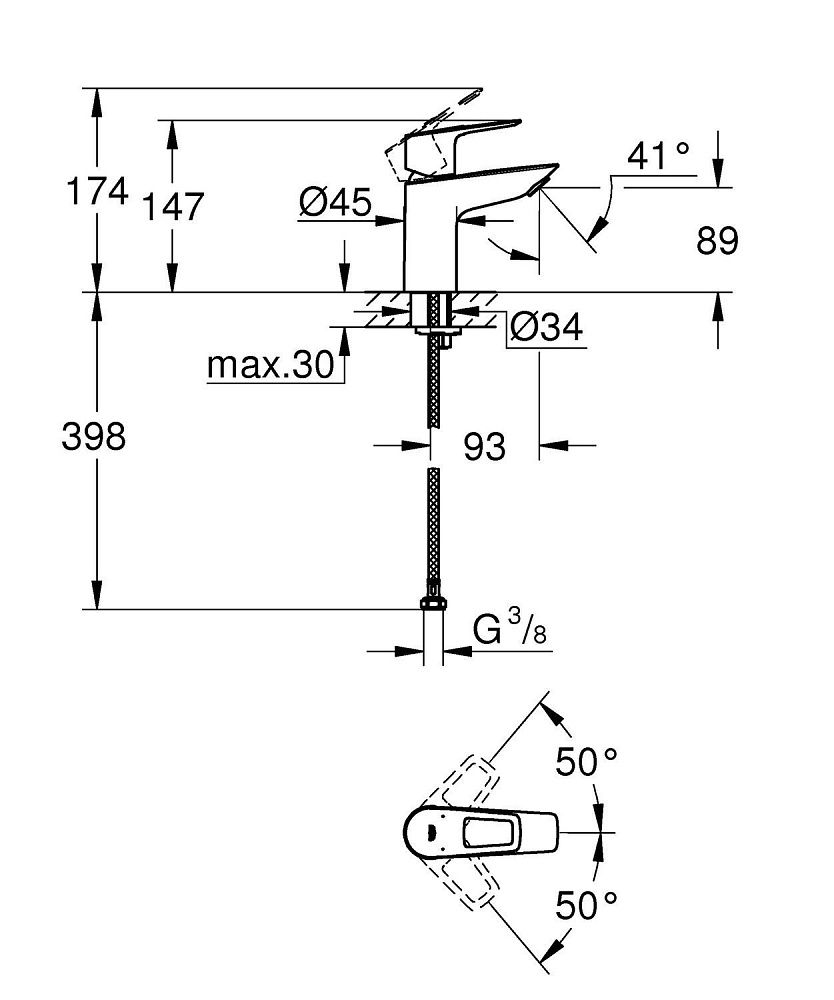 Смеситель для раковины Grohe BauLoop 2020 23337001 купить в интернет-магазине сантехники Sanbest