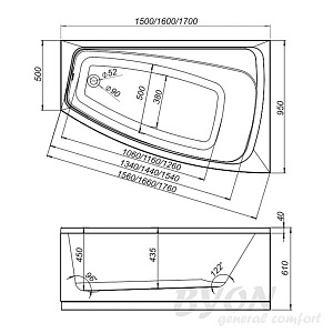 Ванна акриловая Byon Della 170х95 купить в интернет-магазине Sanbest