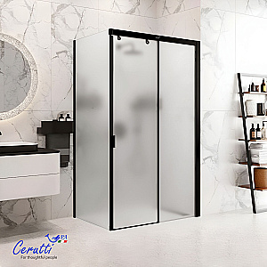 Душевой уголок Ceruttispa MARBELLA 120BF R 120x80 стекло матовое/профиль черный матовый купить в интернет-магазине Sanbest