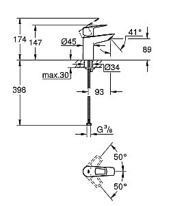 Смеситель для раковины Grohe BauLoop 2020 23337001 купить в интернет-магазине сантехники Sanbest