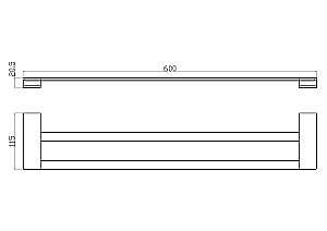 Полотенцедержатель двойной WONZON & WOGHAND ECLIPSE, Черный (WW-9111-BL) купить в интернет-магазине сантехники Sanbest
