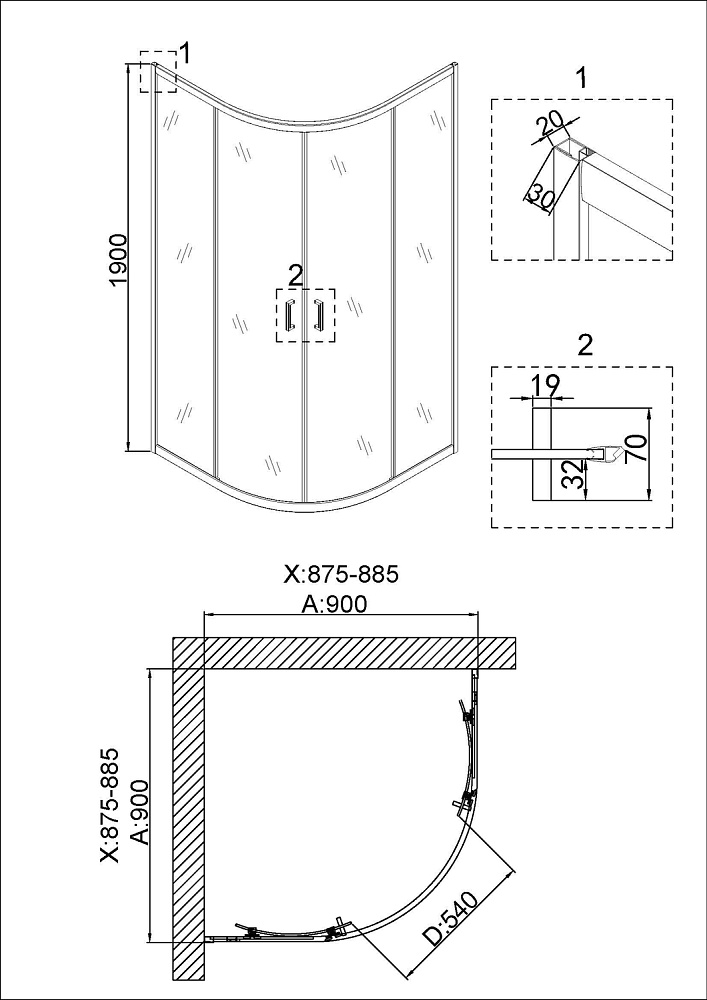 Душевой уголок Niagara Nova NG-6406-08 90х90 купить в интернет-магазине Sanbest