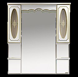 Зеркало со шкафом Misty Монако 103 белая патина/стекло в ванную от интернет-магазине сантехники Sanbest