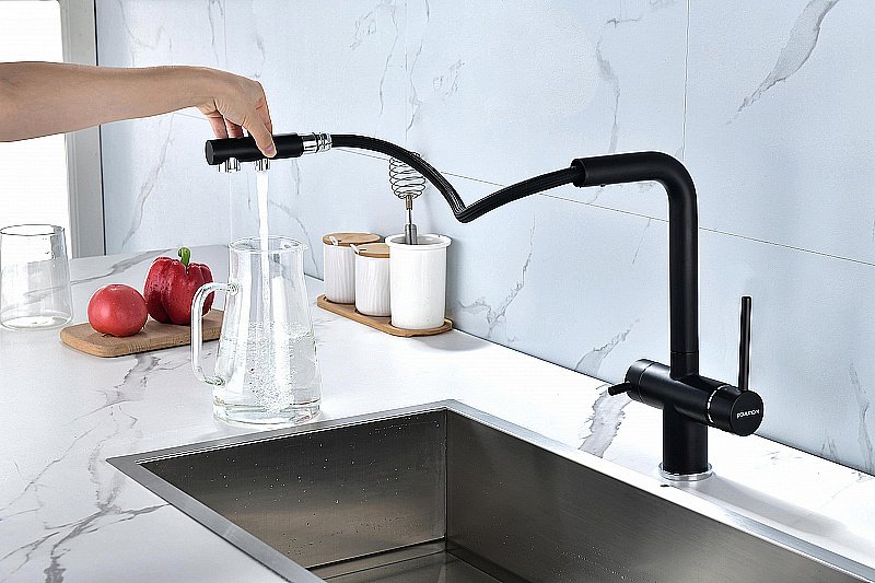Смеситель для кухни Paulmark Serpentine Se213222-AN антрацит купить в интернет-магазине сантехники Sanbest