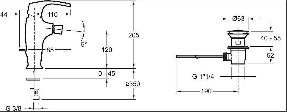 Cмеситель для биде Jacob Delafon SYMBOL E73680-CP купить в интернет-магазине сантехники Sanbest