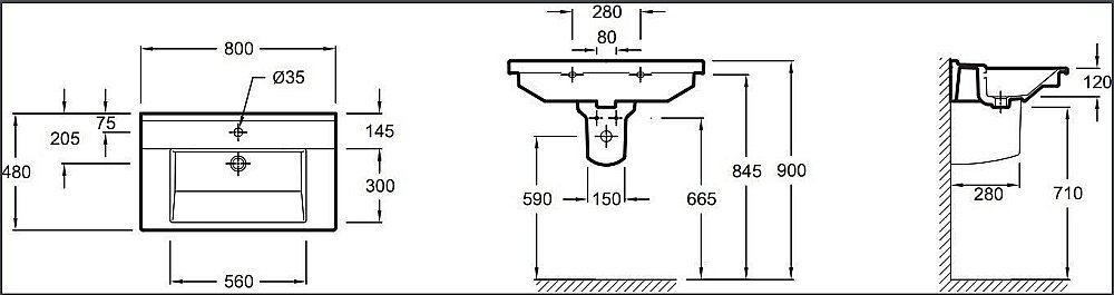 Раковина Jacob Delafon STRUKTURA EXH 80 EXH112-00 белая купить в интернет-магазине Sanbest