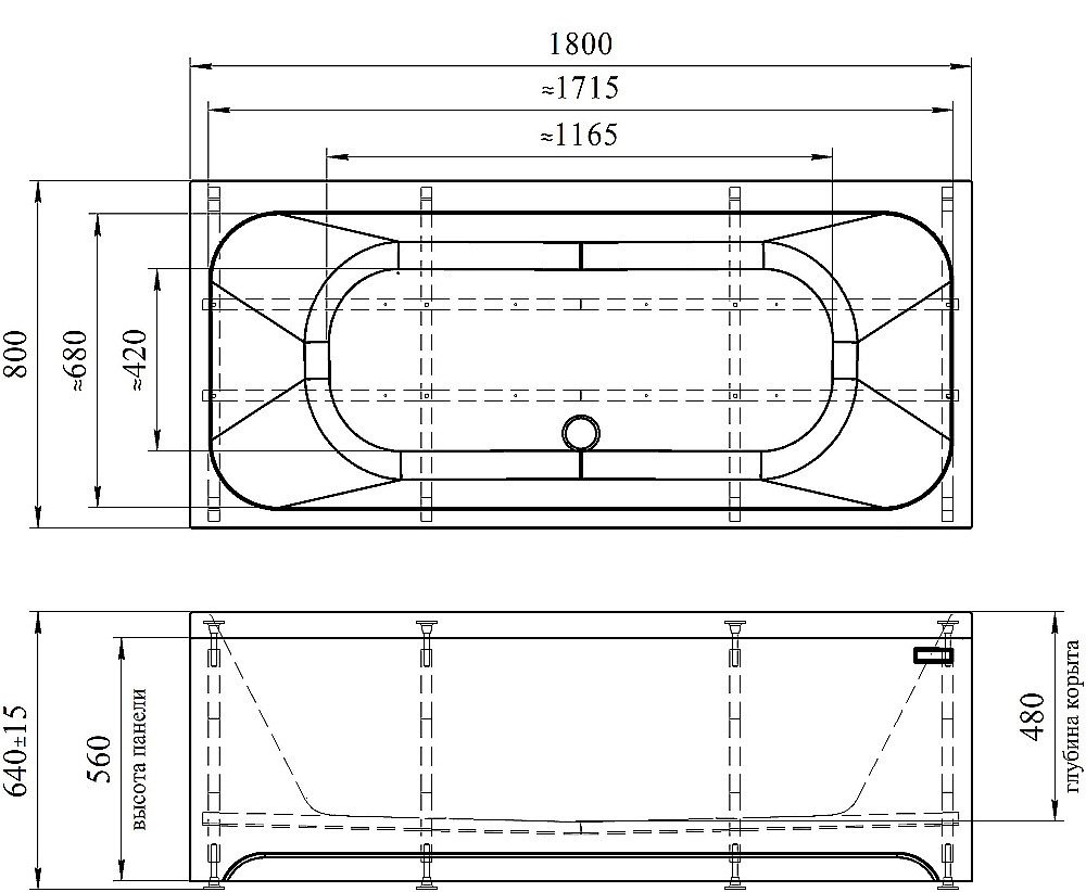 Ванна акриловая Радомир Прованс 180х80 комплект золото купить в интернет-магазине Sanbest